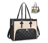 Estarer Laptop Tote Bag with Insulated Lunch Compartment for Women 15.6 Inch PU Leather Briefcase Waterproof Lunch Bag Shoulder Bag for Business, Office, Work