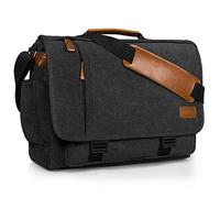 ESTARER Men Messenger Bag 15.6 inch, Water-resistant Canvas Computer Work Bag, Laptop Shoulder Bag Briefcase Satchel, Dark Grey