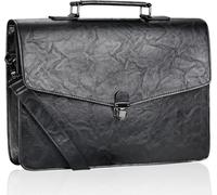 Estarer Mens Slim Leather Briefcase 15.6 Inch Laptop Satchel Messenger Bag for Work Business Office Black - Gifts For Him