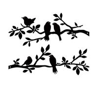 ESTART 2 Pcs Metal Birds Wall Art, Metal Vivid Birds on Branch Silhouette Wall Decor Black Leaves with Bird Outdoor Hanging Wall Sculpture for Home Balcony Garden Indoor Outdoor (Black)