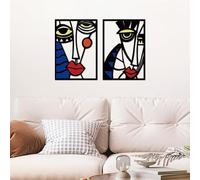 ESTART 2 Pcs Multicolor Picasso Cubism Faces Metal Wall Decor, Modern Abstract Face Sculpture, Abstract Wall Hangings, Geometric Portrait Wall Art for Living Room Bedroom Office, 24 x 15.7 IN