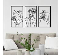 ESTART 3 Pieces Metal Minimalist Abstract Woman Wall Art Line Drawing Women Body Shape Wall Sculptures Single Line Female Flower Home Wall Art Decor for Bedroom Bathroom Living Room Kitchen