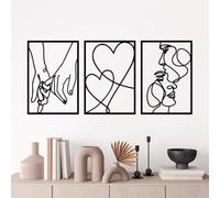 ESTART 3 Pieces Metal Minimalist Line Wall Art, Valentine's Day Lover Kiss Hand Metal Wall Decor, Aesthetic Modern Home Hanging Wall Art Decor for Bedroom Bathroom Living Room