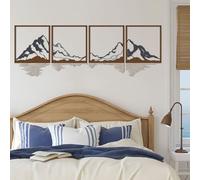 ESTART 4 Pcs Metal Mountain Wall Art, Large Mountains Wall Decor, Mountain Forest Decorative Painting Suitable For Living Room Bedroom Office Indoor And Outdoor (Mountains Rivers Large)