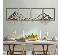 ESTART 4 PCS Metal Mountain Wall Art, Large Mountains Wall Decor, Mountain Forest Decorative Painting Suitable For Living Room Bedroom Office Indoor And Outdoor