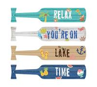 ESTART 4 Pcs Metal Paddle Home Wall Decor Nautical Canoe Oar Wall Art Decor Vintage Ornaments Hanging Wall Sculpture Indoor Outdoor for Ocean Lovers Bathroom Bedroom Home Decoration (Colorful)