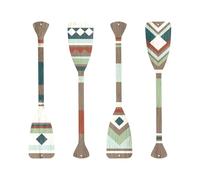 ESTART 4 Pcs Metal Paddle Home Wall Decor Nautical Canoe Oar Wall Art Decor Vintage Ornaments Hanging Wall Sculpture Indoor Outdoor for Ocean Lovers Bathroom Bedroom Home Decoration (Green Red)