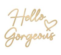 ESTART Hello Gorgeous Metal Wall Art Decor Black Modern Hello Gorgeous Signs Farmhouse Metal Wall Art Hanging Decoration for Home Bathroom Living Room Bedroom Office Hotel Wall Decoration (Gold)