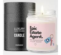 Estate Agent Gifts - Luxury Soy Wax Candle - Vanilla, Jasmine, Sugared Almond - Makester