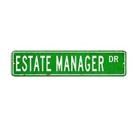 Estate Manager Signs Estate Manager Sign Occupation Street Signs Customized Estate Manager Gift Wall Art Vintage Wall Sign Wall Hanger Rustic Wall Decorations For Cafe Bar Office Garage 4x18 Inch