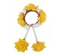 Estationeryhouse Floral Kalira Mehndi Hand Bracelet, Hair Bun Accessory, Artificial Flowers on Bangle with Beads, Traditional South Asian Wedding (Yellow)