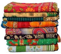Estationeryhouse Indian Vintage Kantha Quilt Handmade Throw Reversible Blanket Bedspread Cotton Fabric BOHEMIAN quilt (5)