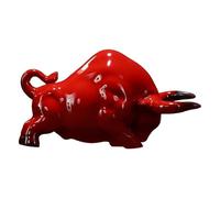 Estatua Ceramic Bull Statue Chinese Zodiac Ox Figurine Desktop Decor Feng Shui Red Cow Sculpture for Wealth Prosperity escultura