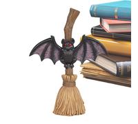 Estatuillas Centros De Mesa para Escritorio Entrada Hogar Interior | Miniaturas De Halloween - Decoración Interior De Halloween Con Diseño De Escoba Y Murciélago -