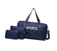 ESTCNK 3pcs Practical Nylon Travel Bags Set with Fashion Letter Print Large Capacity Shoulder Bag for Business and Casual, Blue