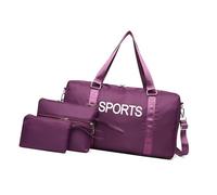 ESTCNK 3pcs Practical Nylon Travel Bags Set with Fashion Letter Print Large Capacity Shoulder Handbag for Business and Casual, Purple