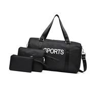 ESTCNK 3pcs Practical Nylon Travel Bags Set with Fashion Letter Print Large Capacity Shoulder Handbag for Business and Casual, Black