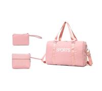 ESTCNK 3pcs Practical Nylon Travel Bags Set with Fashion Letter Print Large Capacity Shoulder Handbag for Business and Casual, Pink