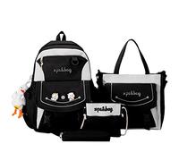 ESTCNK 4pcs Cartoon Nylon School Backpack Shoulder Bags Travel Daypacks Bookbag Pencil for Case