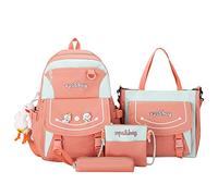 ESTCNK 4pcs Cartoon Nylon School Backpack Shoulder Bags Travel Daypacks Bookbag Pencil for Case