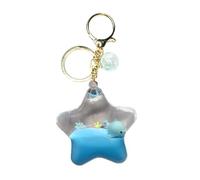 ESTCNK Cartoon Pentagrams Oil Liquid Keychain Animal Floating Keyring Bag Ornament, Light Blue Whale, As detailed description