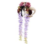 ESTCNK Chic Wreath Headdress Flower Hair Hoop Skull Horn Headwear for Live Shows