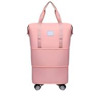 ESTCNK Expandable Dry Wet Separation Duffle Bag Large Capacity Travel Bag with Wheels, Pink