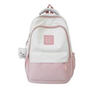 ESTCNK Large Capacity School Backpack Comfortable Daypack Campus Bag for Students, pink, Plus green bib bear