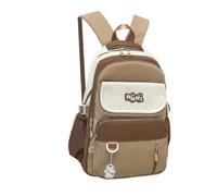ESTCNK Modern School Bags Nylon Book Bag For Teenage Girl Spacious Storage Space Student Campus Laptop Backpack Casual Daypack, Brown, Brown