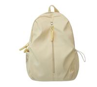 ESTCNK Solid Color School Bag with Drawstring Pockets Large Capacity Nylon Backpack Student Book Bag for Women Men, Yellow, S