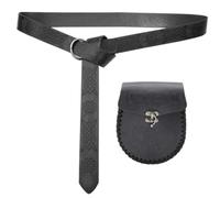 ESTCNK Vintage Medieval Waist Belt with Coin Pocket for Halloween Cosplay Waistband, Black C, As detailed description