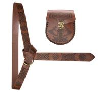 ESTCNK Vintage Medieval Waist Belt with Coin Pocket for Halloween Cosplay Waistband, Brown C, As detailed description