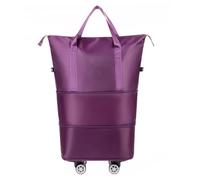 ESTCNK Waterproof Travel Bag with Pulley Large Capacity Portable Rolling Luggage Bag, Plum