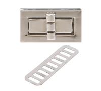 ESTDKMNOS Closures Metal Bag Turn Lock Clasp, Rectangle Twist Lock Clasp Multicolor 3.1x1.7cm 3 pcs(Silver)