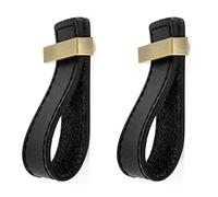 ESTDKMNOS Hidden Kitchen Cupboard Edge Pulls， Leather Furniture Handles 2Pcs Black Concealed Pull Brass Nuts Hole Distance 96-160mm(4,Single Hole)