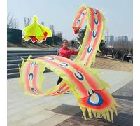 ESTDKMNOS Ribbon with Dragon， Dragon Dance Ribbons Phoenix Feather Fitness Ribbon W/Weighted Ball Travel Bag Multicolor 6M 8M 10M 12M(Yellow,10M)