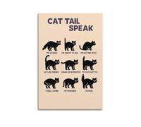 ESTE Cat Science Poster Cat Tail Speak Decorative Painting Canvas Modern Art Picture 16x24inch(40x60cm)