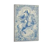 ESTE Christianity Jesus Horse Blue White Artwork Poster Decorative Painting Canvas Modern Art Picture 16x24inch(40x60cm)