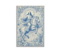ESTE Christianity Jesus Horse Blue White Artwork Poster Decorative Painting Canvas Modern Art Picture 16x24inch(40x60cm)