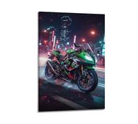 ESTE Ninja SX Motorcycle Neon City Poster Super Motorbike Artwork Decorative Painting Canvas Modern Art Picture 24x36inch(60x90cm)