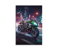ESTE Ninja SX Motorcycle Neon City Poster Super Motorbike Artwork Decorative Painting Canvas Modern Art Picture 20x30inch(50x75cm)