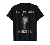 Este Papaito Rockea Mano de esqueleto música Rock guitarra T-Shirt