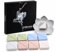 ESTEAM Aromatherapy Shower Steamers & Grey Silicone Shower Tray Bundle - 18 Pack Essential Oil Shower Bombs for Relaxation, Aromatherapy, Sinus Relief & Self Care -Ballet/Grey