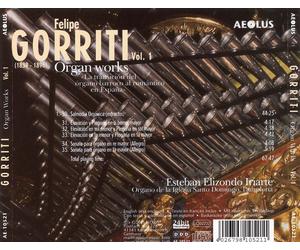 ESTEBAN ELIZONDO IRIARTE FELIPE GORRITI: ORGAN WORKS, VOL. 1 NEW CD