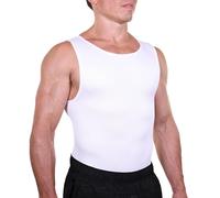 Esteem Apparel EliteSlim Men's Compression Shirt to Hide Gynecomastia Abs Chest Stomach Slimming Shapewear (3XL, White)