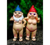 Estefanlo Garden Gnome Funny Couple, Couple Statue, Figures Decoration for Outdoors, Outdoor Sculpture, Waterproof, Funny, Dwarf, Gift Home, Lawn, Balcony
