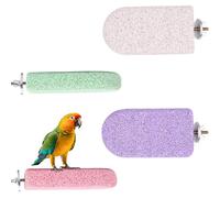ESTEFY 4PCS Bird Beak Grinding Stones, Multicoloured Pumice Perches for Cage, Anti-Slip Claw Trimmer for Parrots Budgies Cockatiels, Includes 4 Ice Cream Shapes with Fixings (Large size)