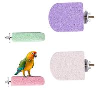 ESTEFY 4PCS Bird Beak Grinding Stones, Multicoloured Pumice Perches for Cage, Anti-Slip Claw Trimmer for Parrots Budgies Cockatiels, Includes 4 Ice Cream Shapes with Fixings (Small size)