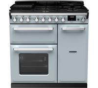 Rangemaster Estel Deluxe ESDL90DFPMSB/CM1 90cm Dual Fuel Range Cooker - Misty Blue / Chrome - A/A Rated