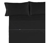 ESTELA es-tela Lisos biés 50/50 - Bedding Set 100% Cotton para cama de 160 cm, 4 piezas Black